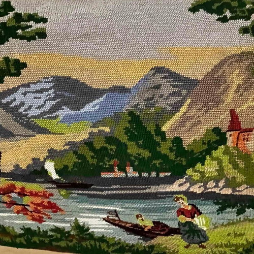 Handmade embroidered landscape painting like new