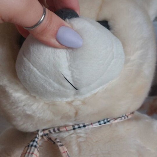 Teddy bear like new medium size white with ribbon