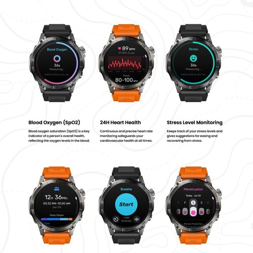 Zeblaze Stratos 2 Plus 1.43 inch AMOLED GPS smartwatch black new