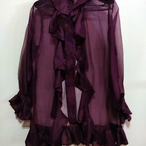 Jeff Gallano silk organza shirt burgundy, size Large, new