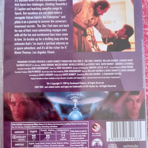 Star Trek V The Final Frontier DVD like new with subtitles