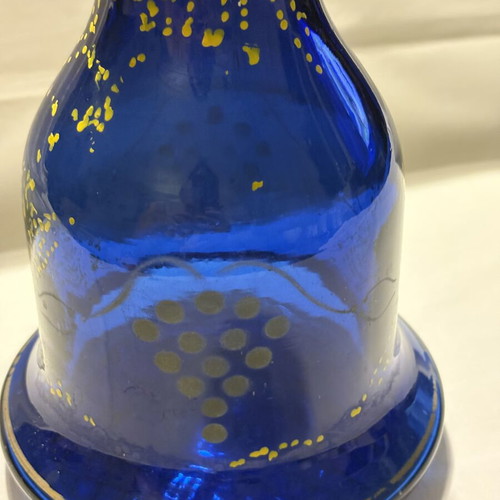 Hookah vase from Ioannina, electric blue with gold designs