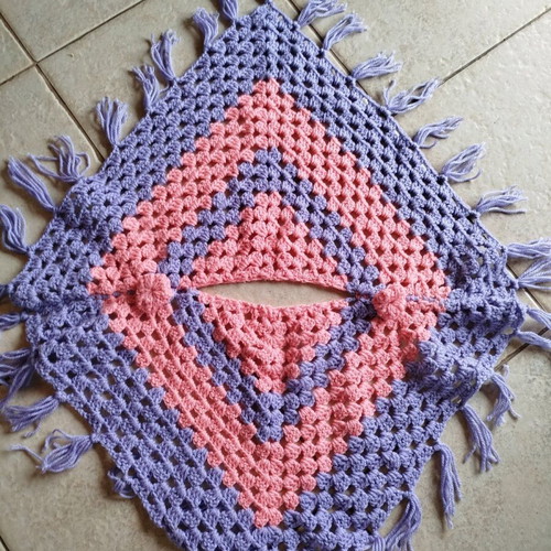 Handmade children's poncho pink purple like new 1-4 years