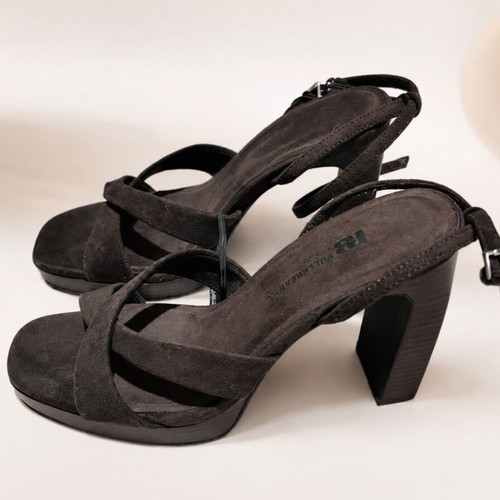 Castor sandals new, suede brown, comfortable 8-10 cm heel