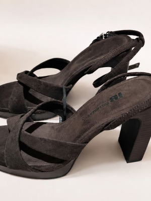 Castor sandals new, suede brown, comfortable 8-10 cm heel