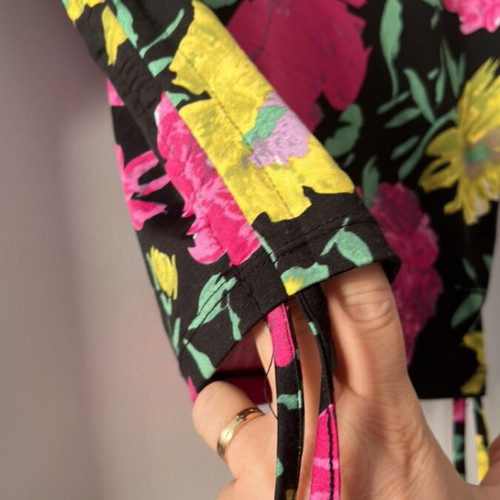 Pink Woman blouse size S with side ties, multicolor