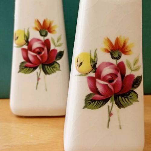 Vintage salt and pepper set used, porcelain