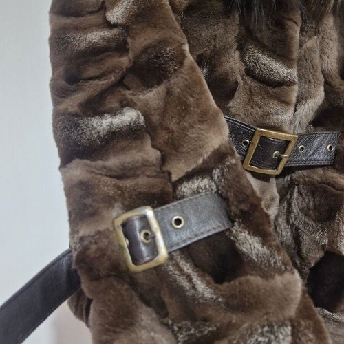 Natural fur jacket, size Large-XLarge, brown