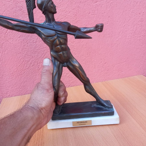 Leonidas sculpture used, tin on marble base
