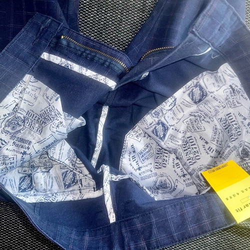 Navy Blue Pants new with subtle two-tone check pattern