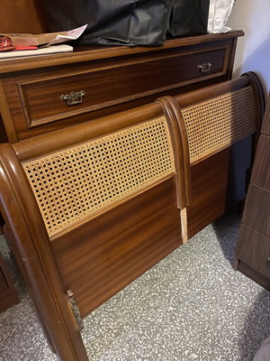 Half-Double Wooden Bed like new with frame and slats