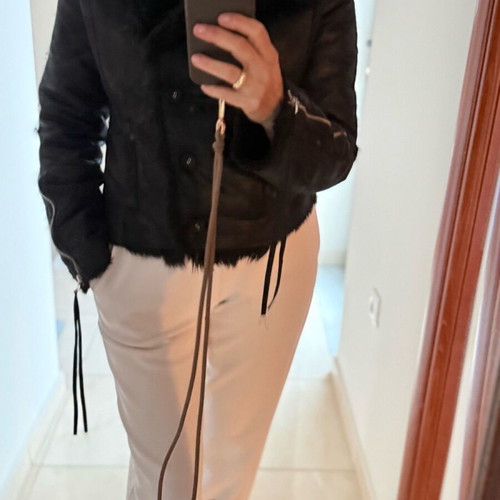ZINI short black jacket like new with synthetic fur size 38