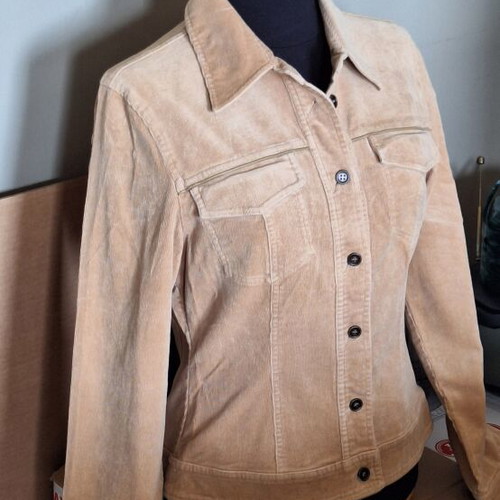 Vintage Beige Nude Corduroy Bottom-Up Jacket Size M Madeleine new