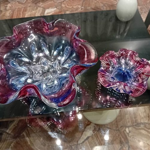 Chřibská Sklárna decorative bowls set, like new, 1960-1970