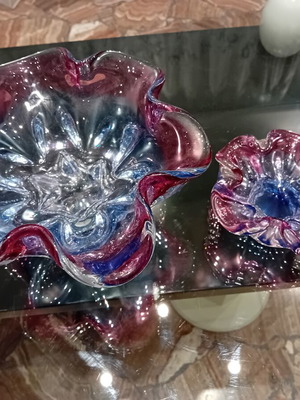 Chřibská Sklárna decorative bowls set, like new, 1960-1970