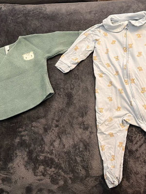 Baby clothing set mint jacket and blue romper 74 cm like new