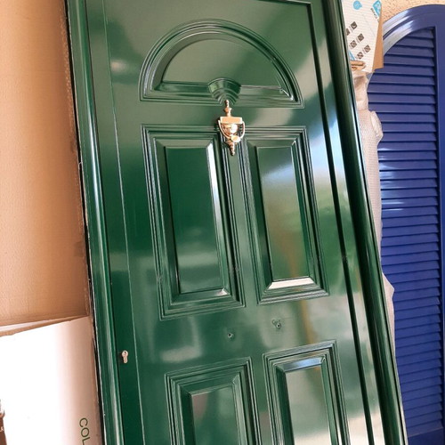 Aluminum exterior door new, cypress color, 1m x 2.20m with multipoint lock