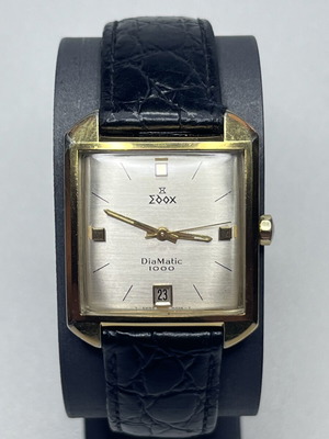 Edox Diamatic 1000 Automatic Swiss Watch used, gold plated, leather strap