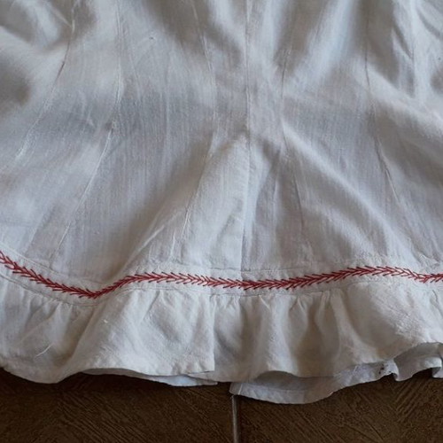 Vintage cotton shirt white with crochet lace used, size S