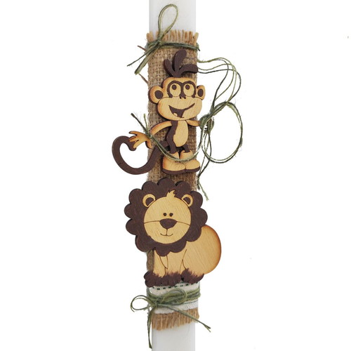 Easter candle new with wooden animals