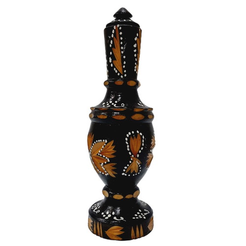 Old carved wooden bottle, hand-painted, decorative, 26×8×8 cm