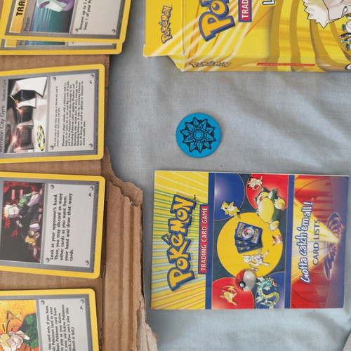 Lt Surge Theme Deck Pokemon Gym Heroes with 52 cards and PSA 5 Lt Surge Magneton used