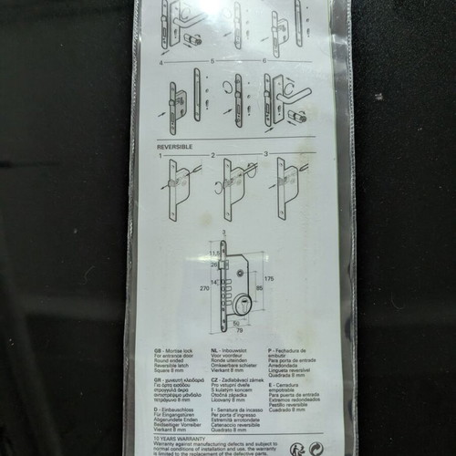 Entrance lock for wooden door with 4 bolts 50x85mm new