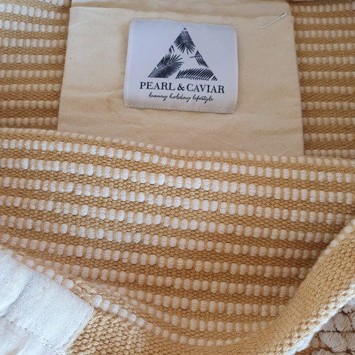 Beach bag Pearl n Carviar used, summer XL shoulder white and beige
