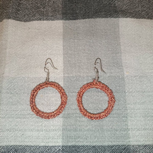 Knitted earrings like new, red with silver details