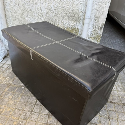 Folding Storage Ottoman used with Faux Leather Finish