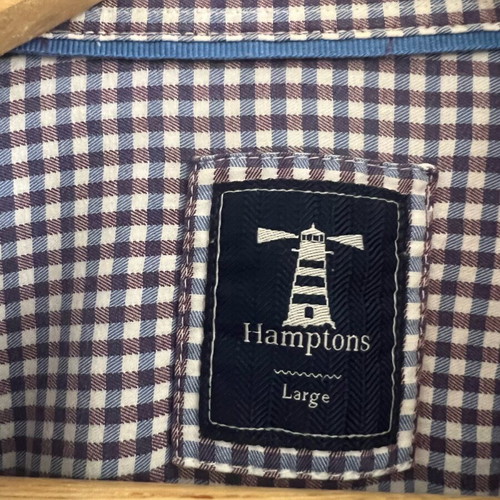Hamptons men's shirt with check pattern, size Large, like new