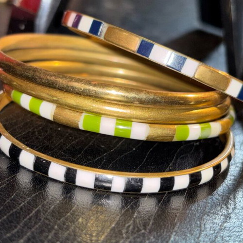 Zara bracelets set of five like new striped metal
