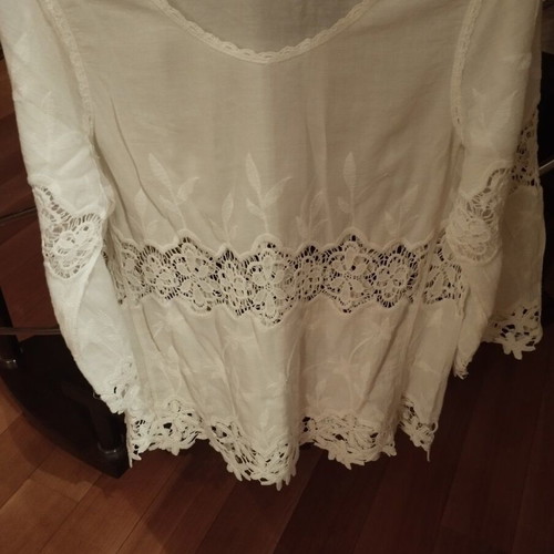 Hippocampus White Tunic 100% Cotton New with Lace Details