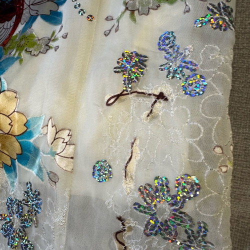 Mini embroidered dress with sequins like new, white multicolor