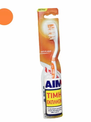 AIM Antiplaque toothbrush orange new, medium