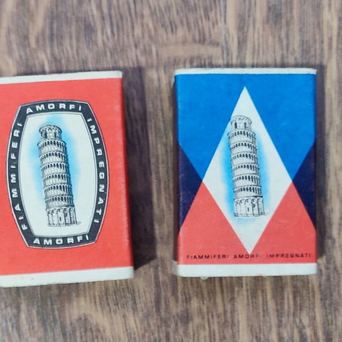 Vintage Italian matchboxes with matches from the 70s used