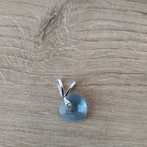 925 Silver Pendant with Turquoise Zircon Heart Shape like New