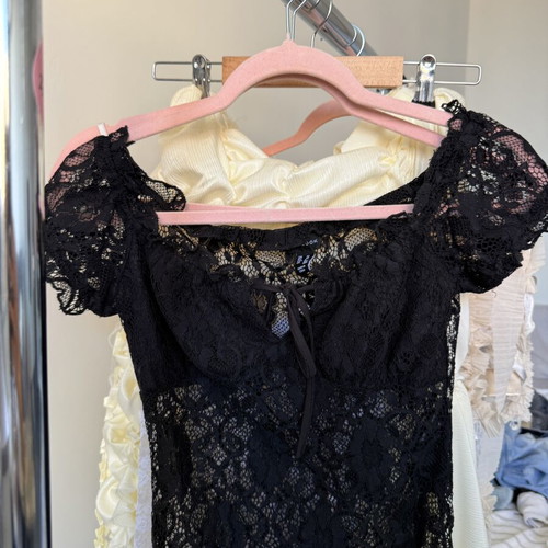 Lace Top lingerie body used, cotton and lace, adjustable ties