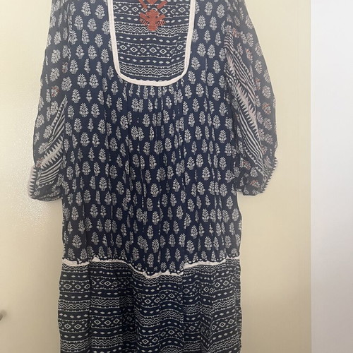 Zara boho dress used, navy blue with ethnic patterns