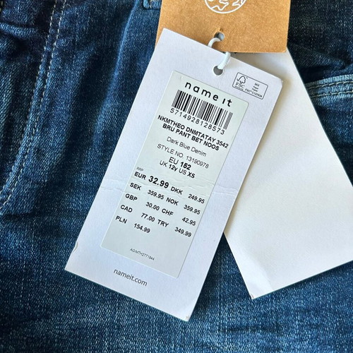 Name It Dark Blue Slim Fit Jeans, size 152 / 12 years, new with tags