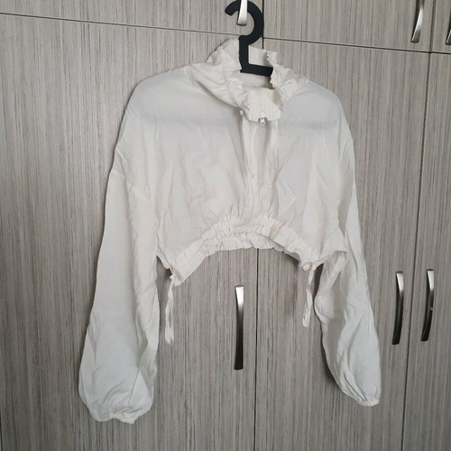 Crop μπουφανάκι Zara άσπρο σαν καινούργιο, καλοκαιρινό ελαφρύ