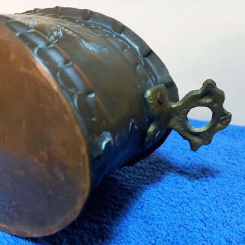 Antique copper vessel handmade and engraved used