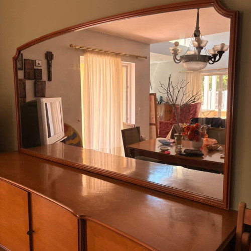 Dining buffet used with large vintage classic mirror set