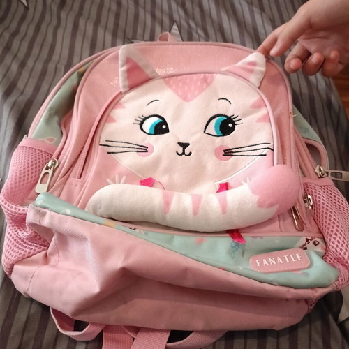 Kindergarten bag cat design used with plush tail and ears