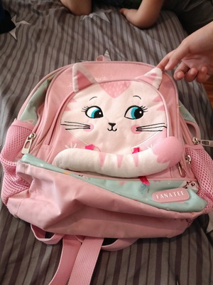 Kindergarten bag cat design used with plush tail and ears