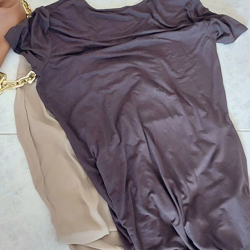 Gerry Weber brown short-sleeve tunic L/XL with rhinestone design