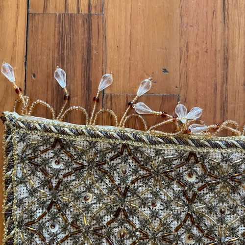 Handmade table runner with beads, new, 45 x 25 cm