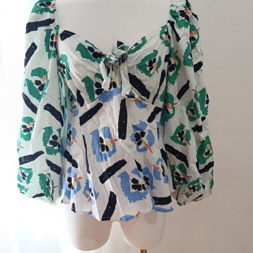 Zibi London women's top medium, new, colorful puff sleeves
