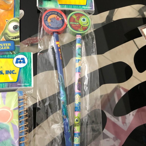 Monsters Inc Disney Huge school set new with pencils, erasers, sharpeners, rulers, notebooks