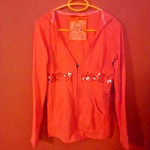Makó jacket with hood like new, size L, red